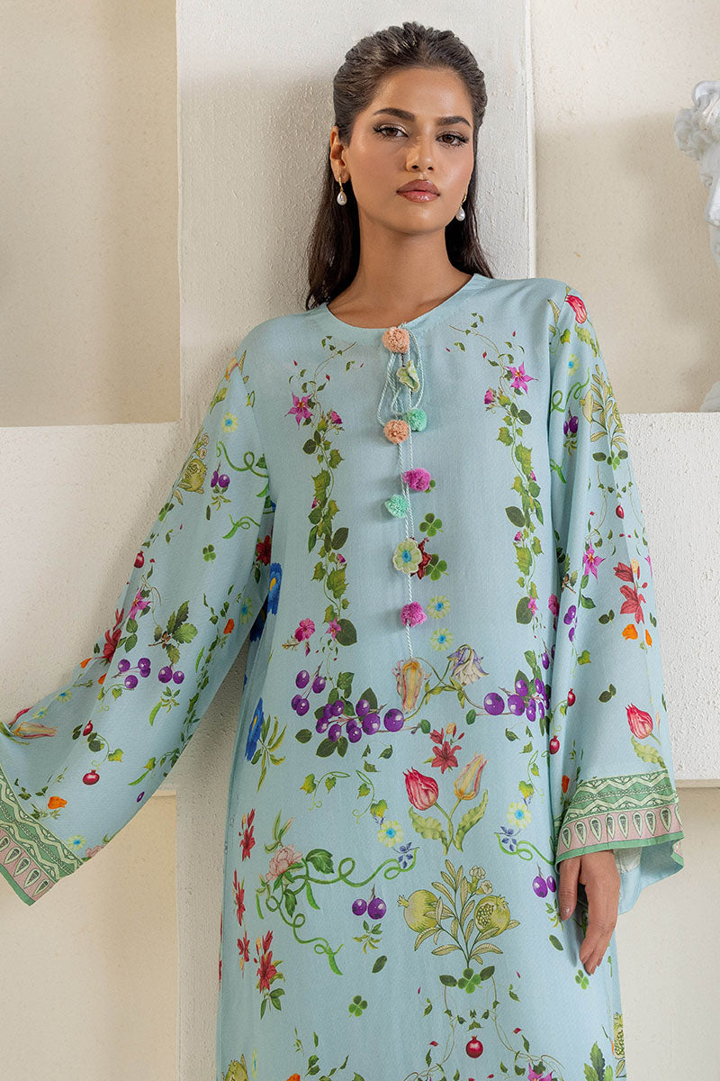 OCEAN MIST PRINTED SILK SHIRT