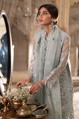 AQUA SPARKLE-3PC ORGANZA EMBROIDERED PRET