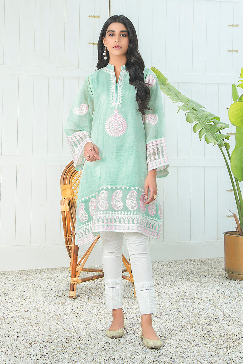 PISTACHIO PAISLEY - EMBROIDERED SHIRT
