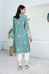 AQUA FLORAL - EMBROIDERED SHIRT