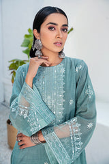 AQUA FLORAL - EMBROIDERED SHIRT