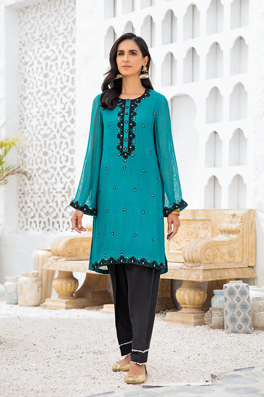TEAL RUSH - EMBROIDERED SHIRT