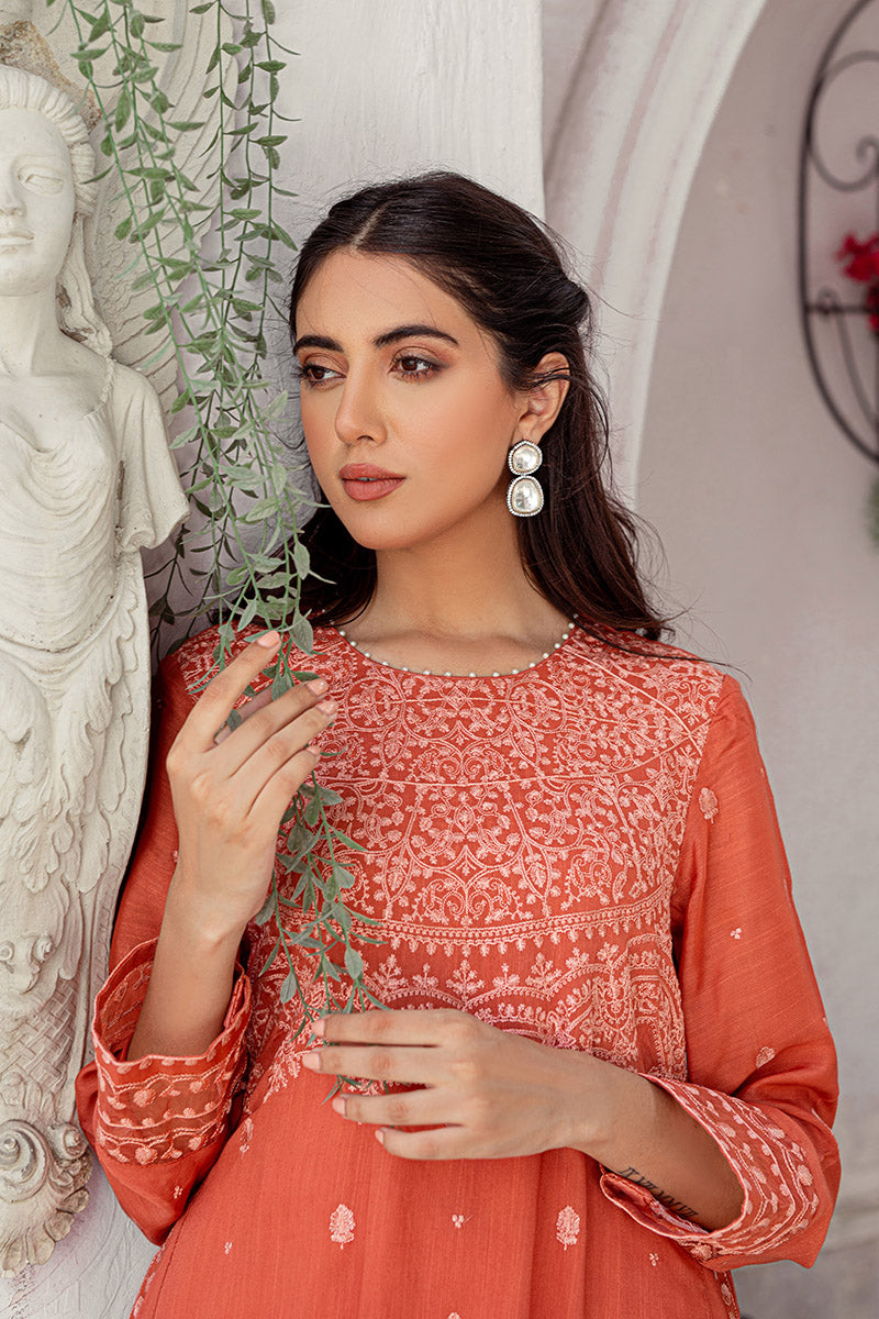 SUBUED PEACH EMBROIDERED SHIRT