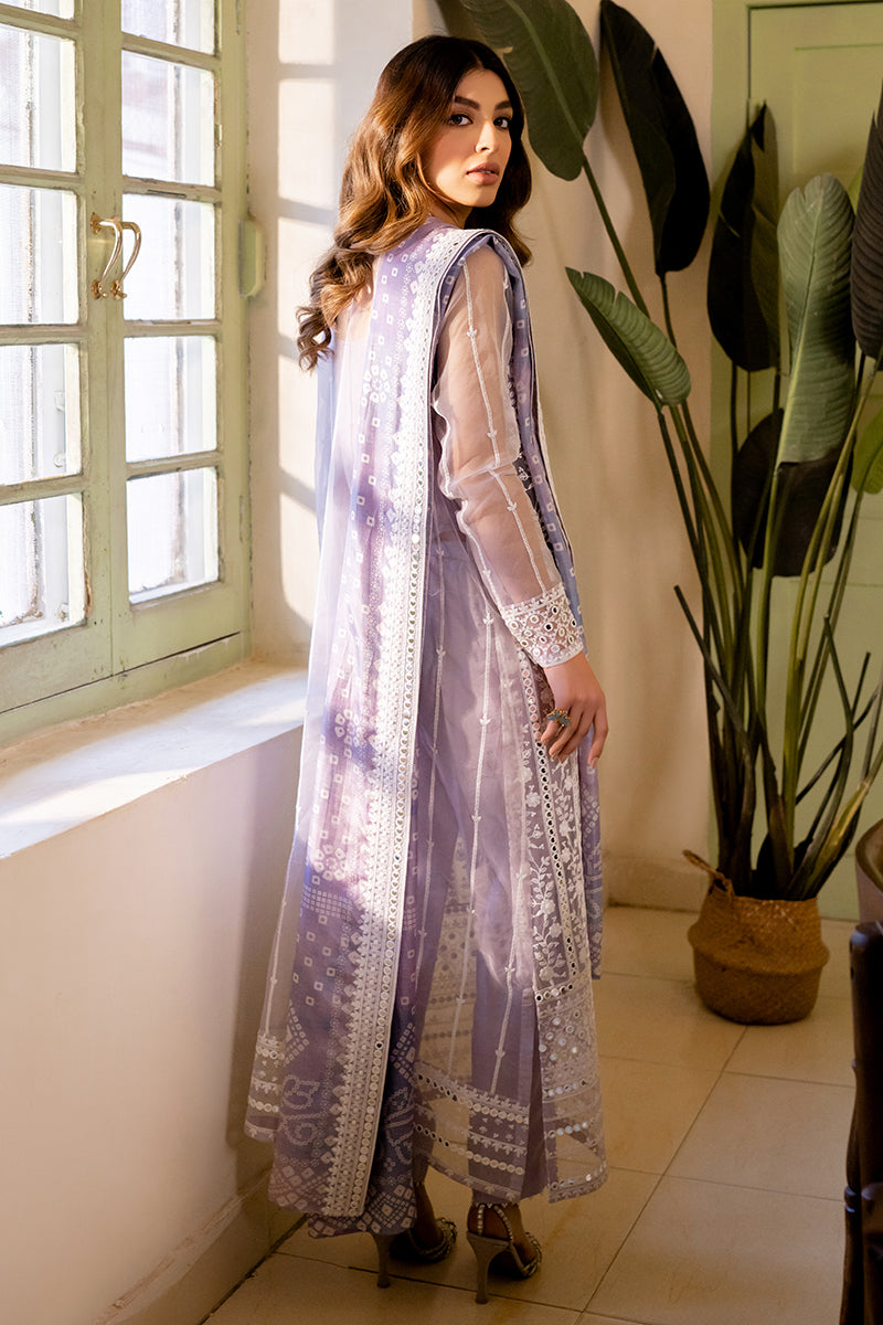 PERIWINKLE WHIFF-4PC ORGANZA EMBROIDERED SUIT