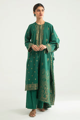 DUSKY RADIANCE-A-3PC COTTON JACQUARD SUIT