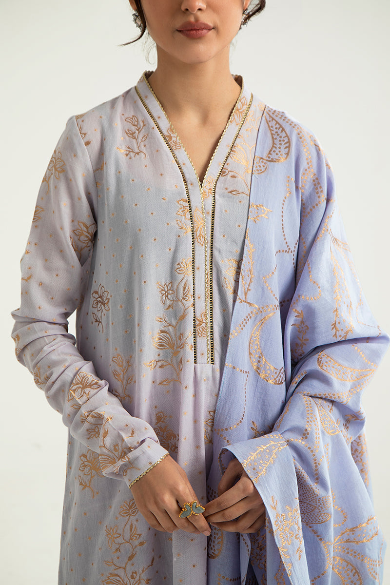 FLORAL DUST-A-3PC COTTON JACQUARD SUIT