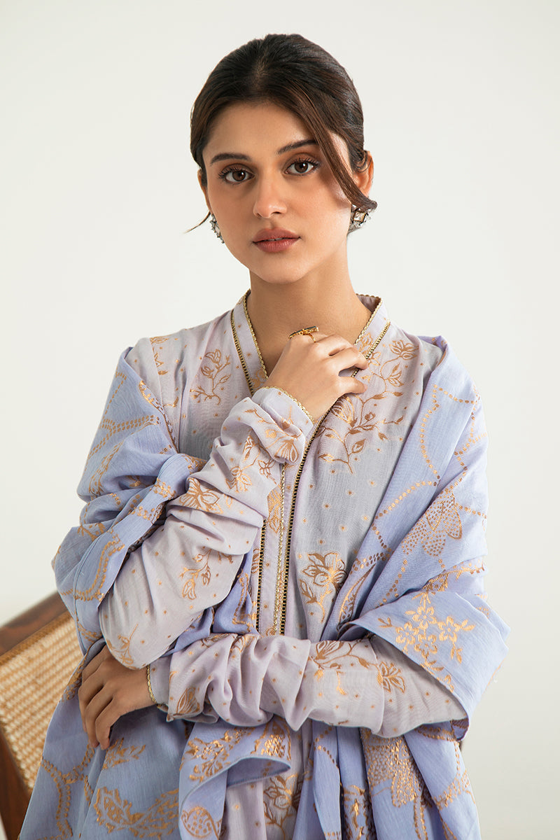 FLORAL DUST-A-3PC COTTON JACQUARD SUIT