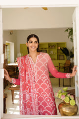SCALLOPED FLOW-3PC EMBROIDERED LAWN SUIT