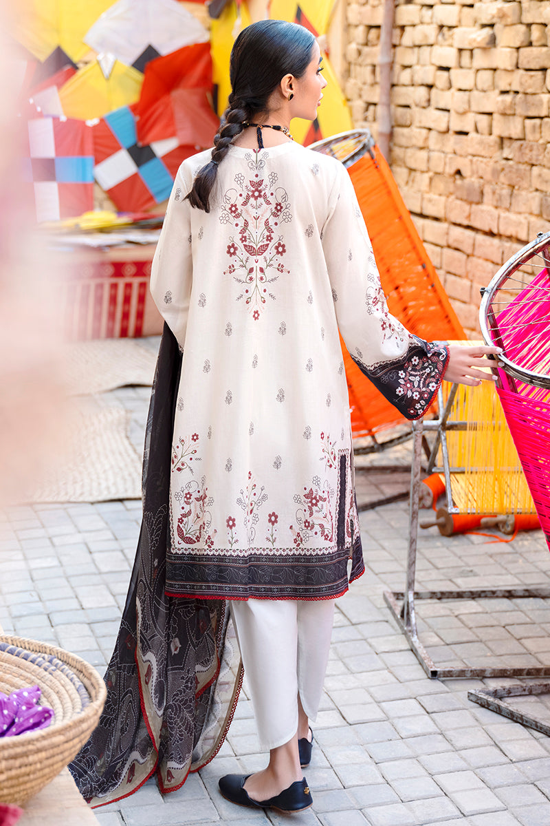 PALE CREAM-3PC DIGITAL PRINTED LAWN SUIT