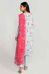 CERULEAN SKY-3PC PRINTED LAWN SUIT