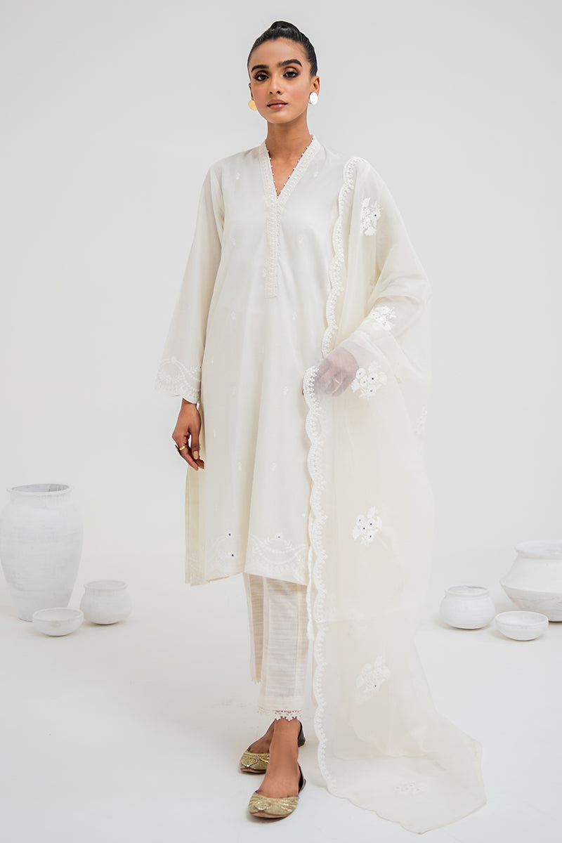 PRISTINE WHITE-2PC (SHIRT & DUPATTA)