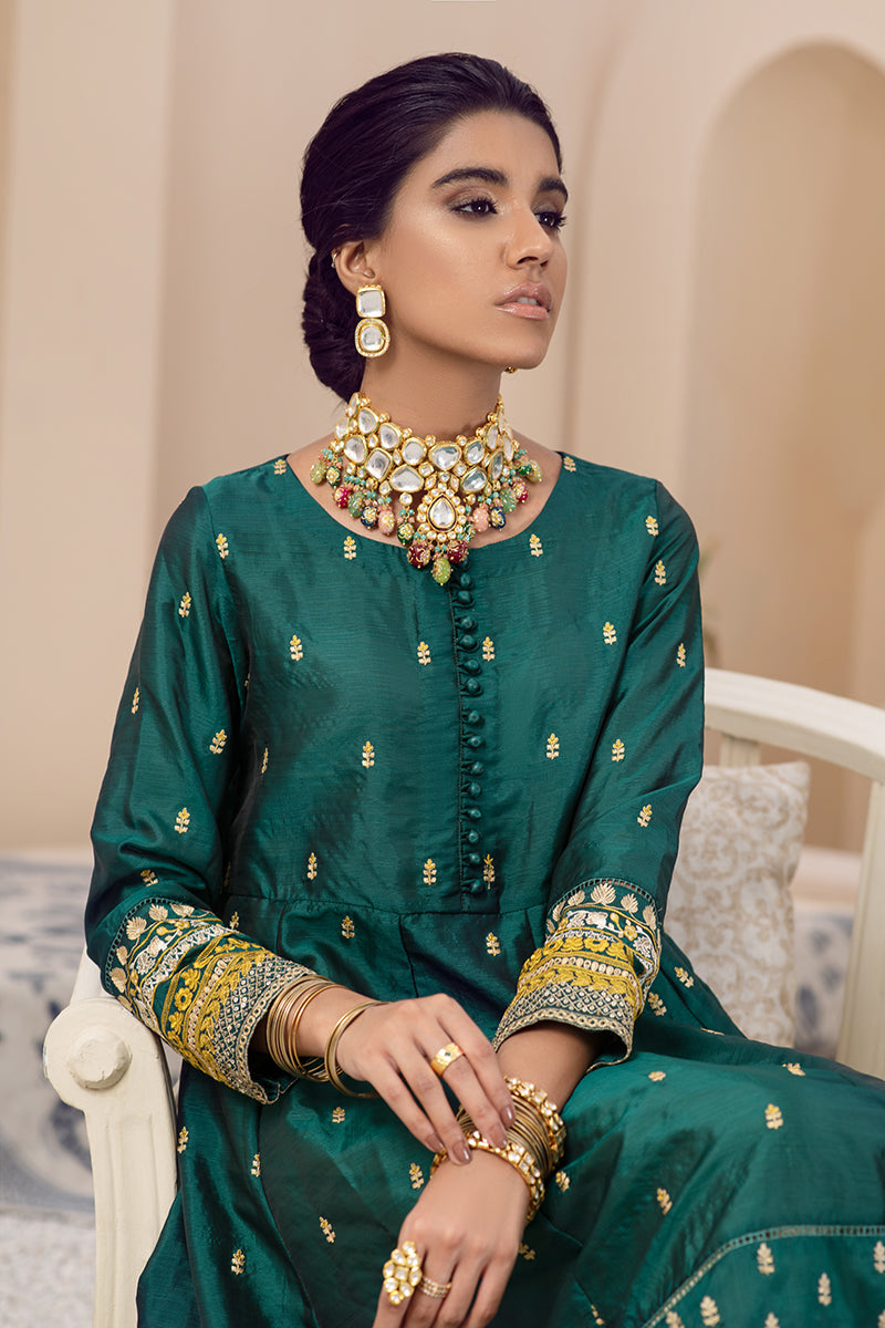 GREEN PISHWAS - EMBROIDERED SHIRT