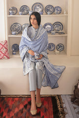 SILVER SHADOW EMBROIDERED SHIRT - 3PC (SHAWL)