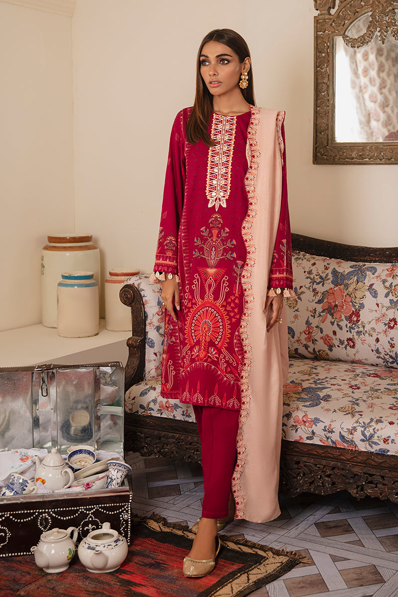ROSY RADIANCE-3PC KHADDAR PRINTED SUIT