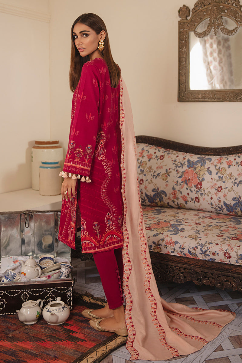 ROSY RADIANCE-3PC KHADDAR PRINTED SUIT