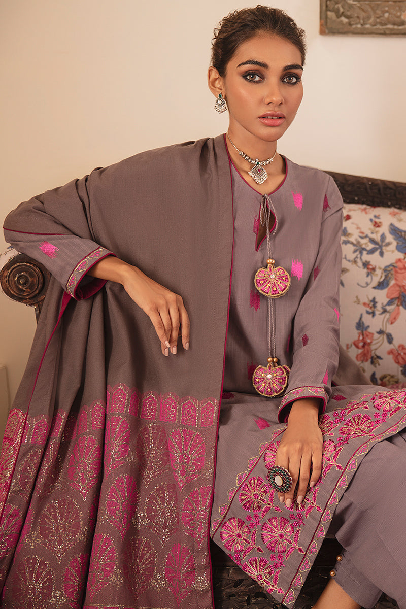 SERE GULL EMBROIDERED SHIRT- 3PC (SHAWL)