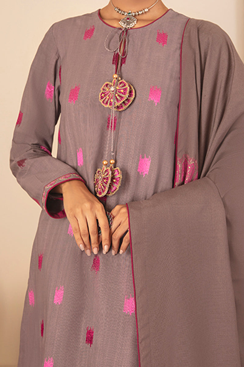 SERE GULL EMBROIDERED SHIRT- 3PC (SHAWL)