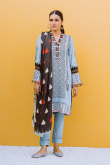 AZURE GRIS-3PC PRINTED LINEN SUIT