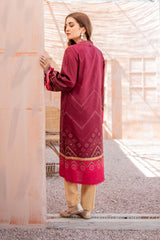 RASPBERRY TRIM PRINTED SHIRT