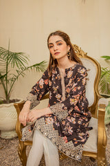 CHARCOAL ORCHID PRINTED SHIRT