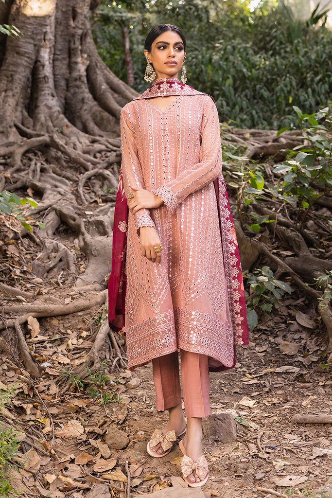 AMBROSIAL BLUSH-4PC EMBROIDERED ORGANZA SUIT