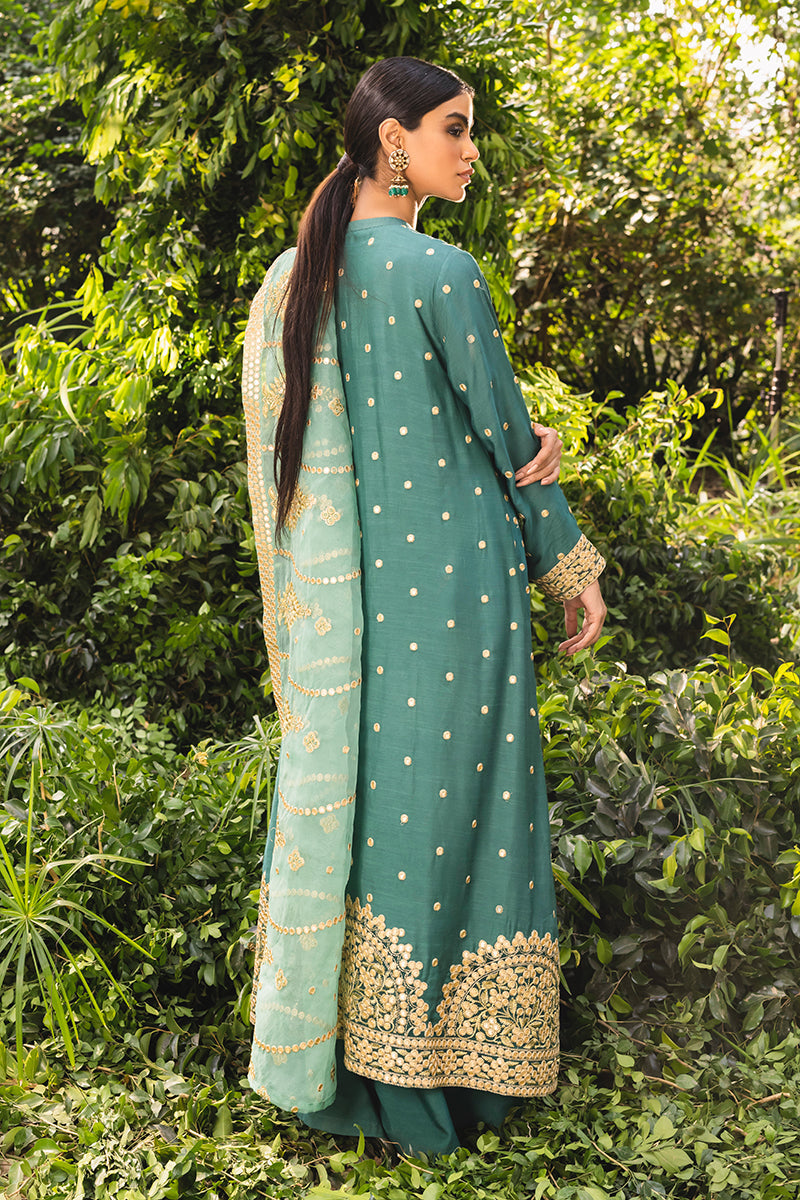 VERDANT RELIC-4PC EMBROIDERED SILK SUIT