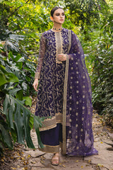 ROYAL GLINT-4PC EMBROIDERED ORGANZA SUIT