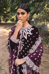 MULBERRY TALE-3PC EMBROIDERED VELVET SUIT