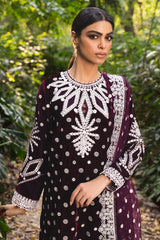 MULBERRY TALE-3PC EMBROIDERED VELVET SUIT
