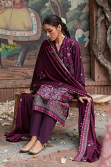 COSMIC VIOLA-3PC- EMBROIDERED LINEN SUIT