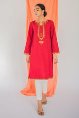 VIVID RED EMBROIDERED SHIRT