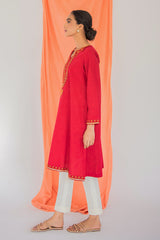 VIVID RED EMBROIDERED SHIRT