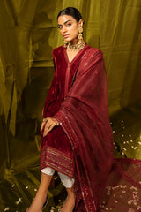 CARMINE BLOOM-2PC (SHIRT & DUPATTA)