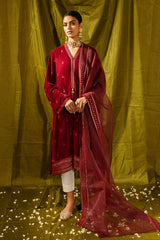CARMINE BLOOM-2PC (SHIRT & DUPATTA)