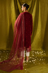 CARMINE BLOOM-2PC (SHIRT & DUPATTA)