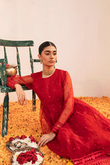 RIO RED EMBROIDERED ORGANZA SHIRT