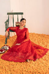 RIO RED EMBROIDERED ORGANZA SHIRT