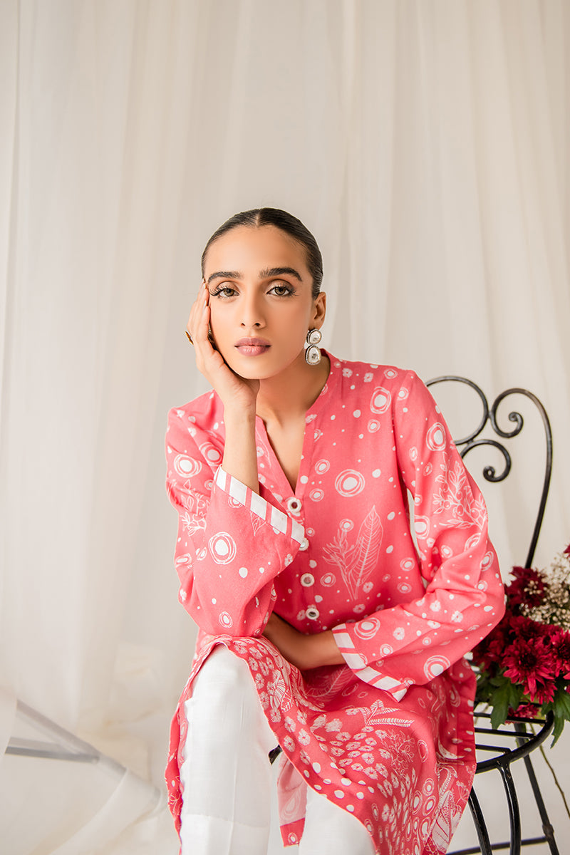 CORAL DREAM PRINTED LINEN SHIRT