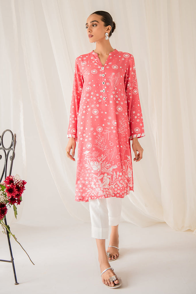 CORAL DREAM PRINTED LINEN SHIRT