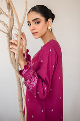 PLUM ORNATE DIGITAL PRINTED LINEN SHIRT