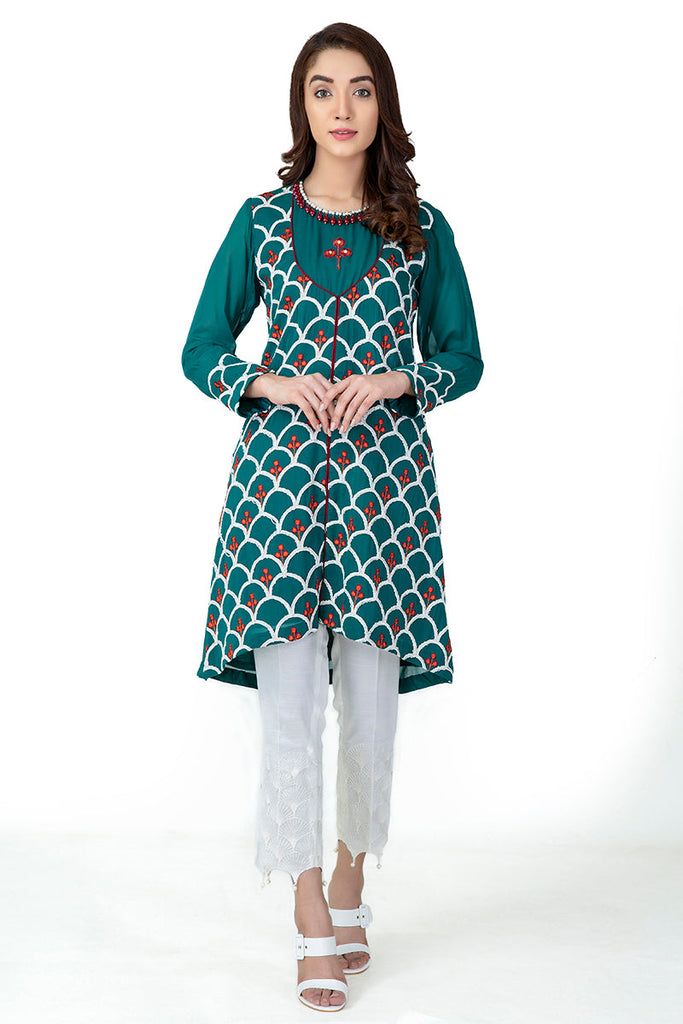 EMBELLISHED CHIFFON SHIRT ( Slip Included )