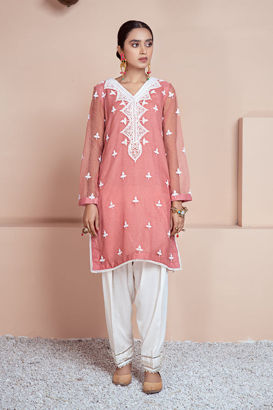 PINK BLOOMS - EMBROIDERED SHIRT