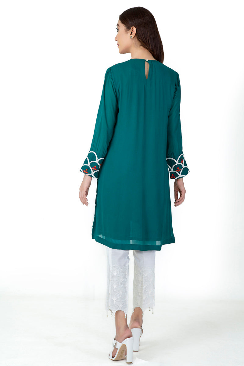 EMBELLISHED CHIFFON SHIRT ( Slip Included )